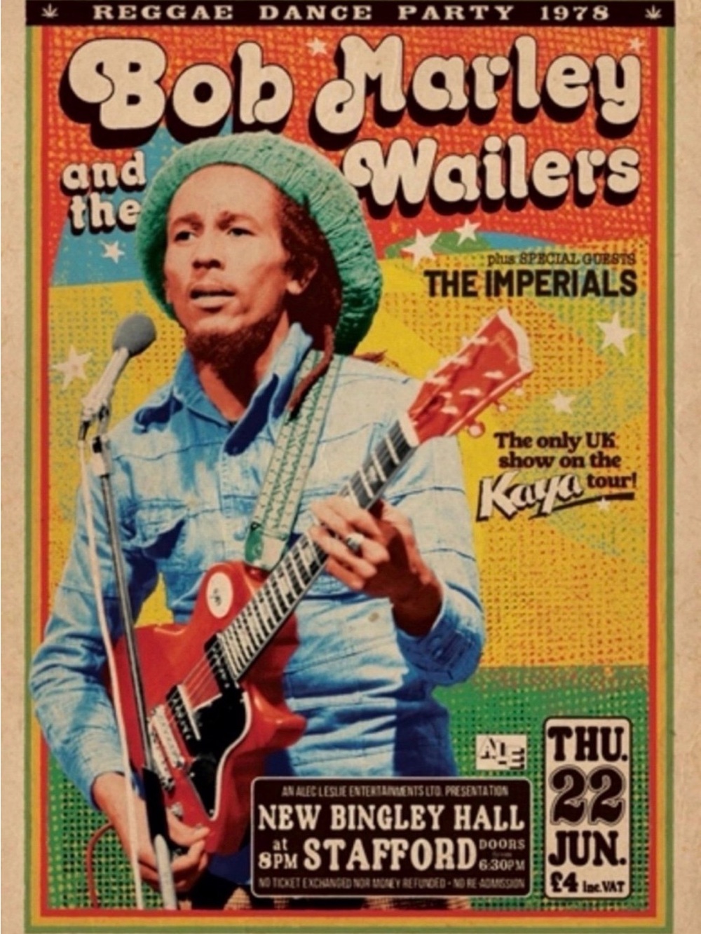 Bob Marley & The Wailers Vintage Concert Poster - Aprox Size 24x36 Inches